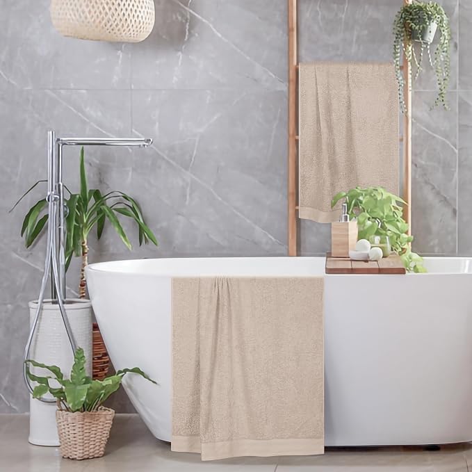 Cotton 2 Pack Oversized Bath Towel Set 28x55 inches, Large Bath Towels - Image 4