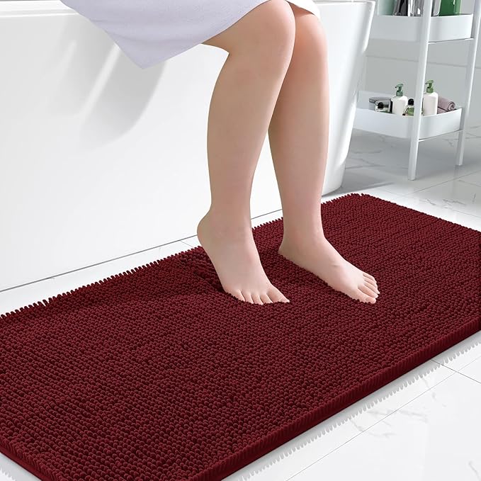 OLANLY Bathroom Rugs 47x24, Extra Soft Absorbent Chenille Bath Rugs, Rubber by OLANLY