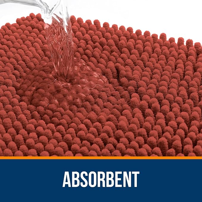 OLANLY Bathroom Rugs 30x20, Extra Soft Absorbent Chenille Bath Rugs, Rubber - Image 4