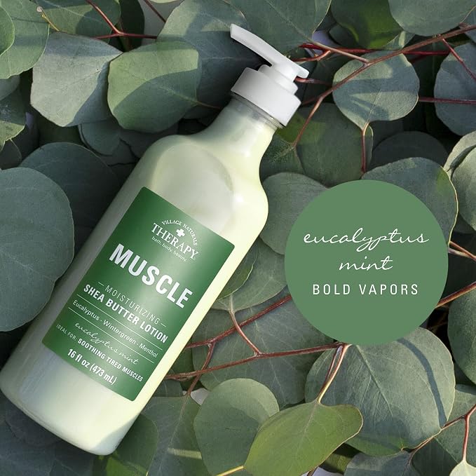 Village Naturals Therapy Muscle Shea Butter Lotion, Eucalyptus Mint Scent - Image 3
