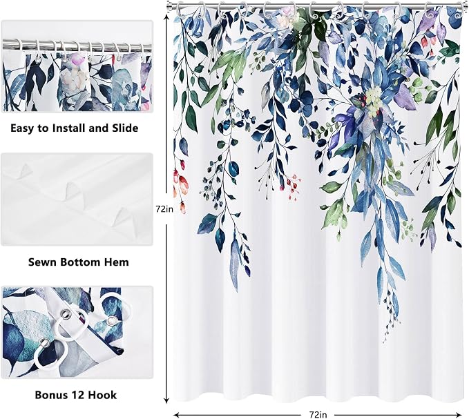 Shower Curtain Blue Green Eucalyptus Shower Curtains - Image 6