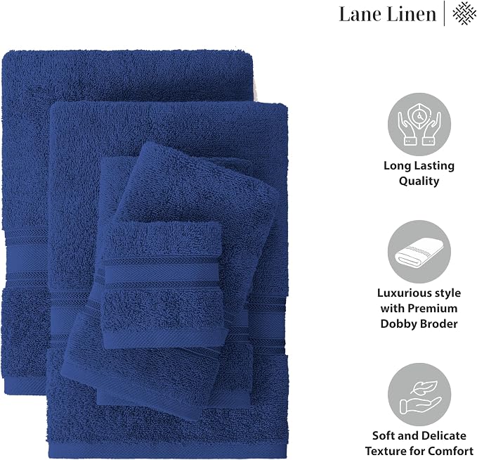 LANE LINEN 100% Mercerized Cotton Bath Towel Set of 18 – Zero Twist Shower - Image 6