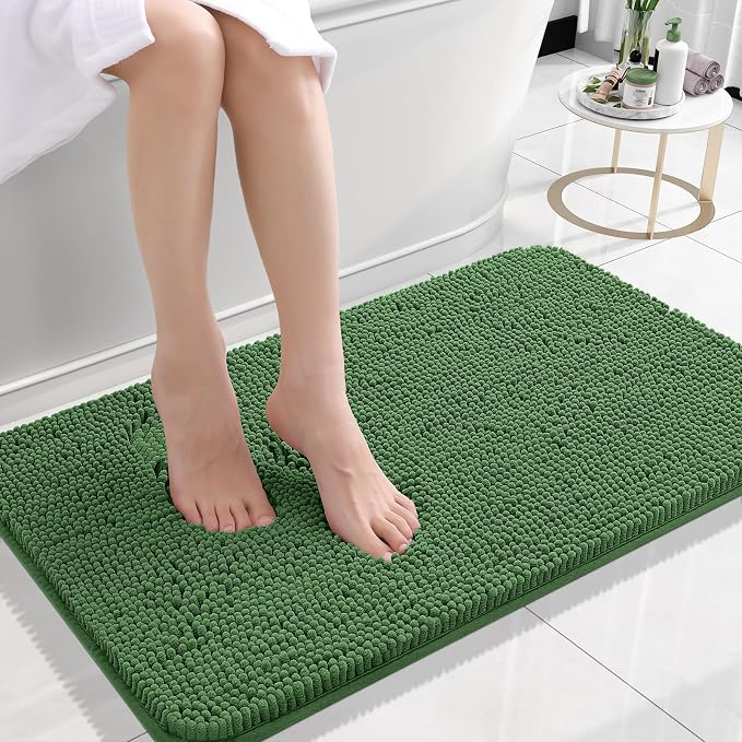 OLANLY Bathroom Rugs 24x16, Extra Soft Absorbent Chenille Bath Rugs, Rubber by OLANLY