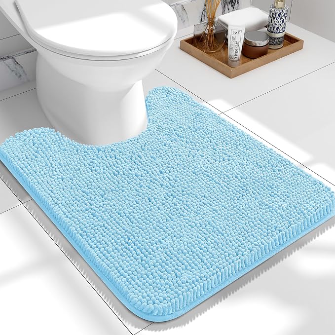 OLANLY Toilet Rugs U-Shaped 24x20, Extra Soft Absorbent Chenille Contour by OLANLY