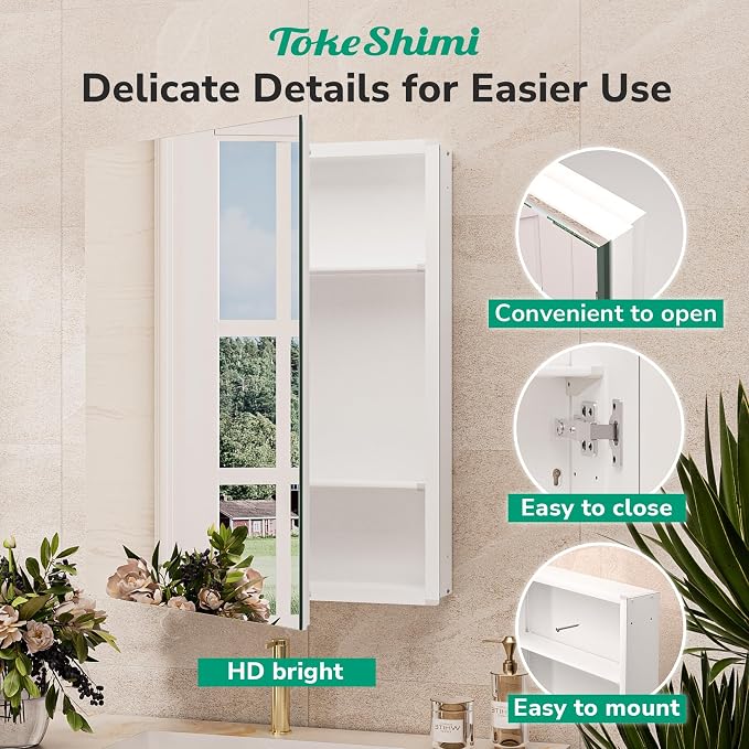 TokeShimi 16x26 Farmhouse Medicine Cabinet Recessed or Surface Mount Aluminum - Image 8