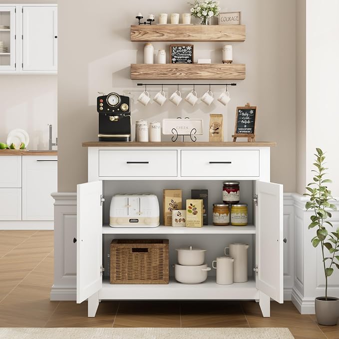 HORSTORS Kitchen Storage Cabinet, Modern Farmhouse Buffet Cabinet - Image 5