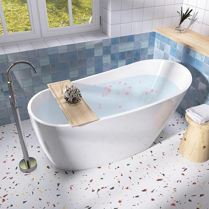 59" Acrylic Free Standing Tub, Stand Alone Tub, Freestanding Bathtub, Soaking - Image 9