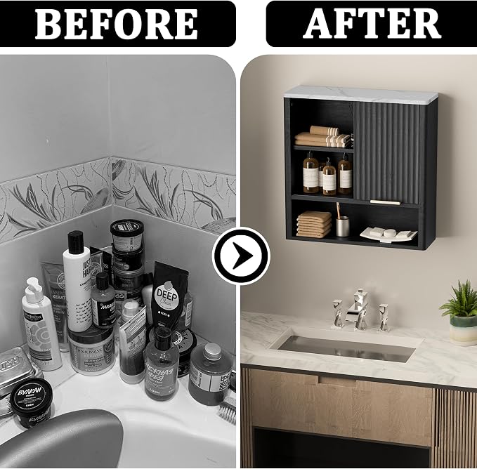 24” Bathroom Wall Cabinet, Modern Wood Medicine Cabinet - Image 6
