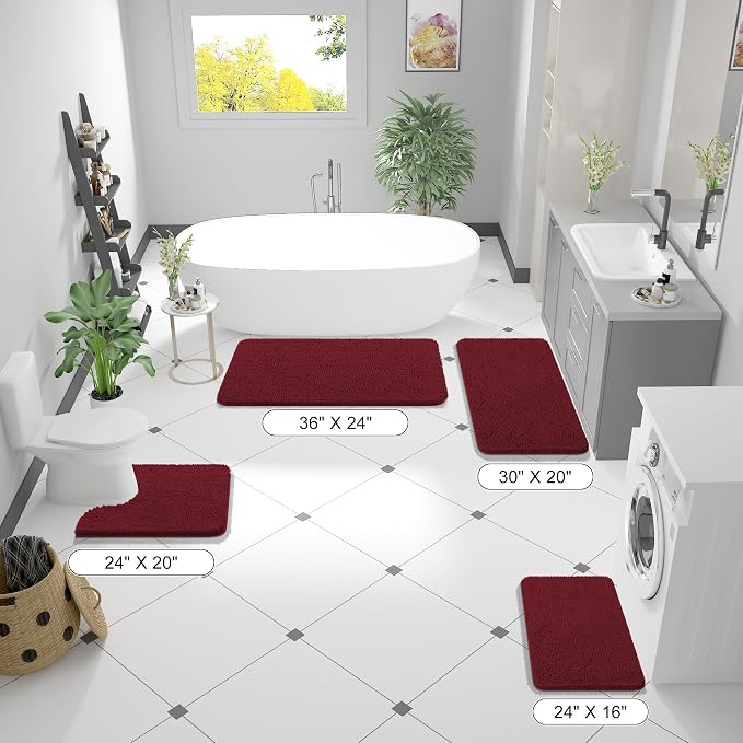 OLANLY Bathroom Rugs 44x24, Extra Soft Absorbent Chenille Bath Rugs, Rubber - Image 2
