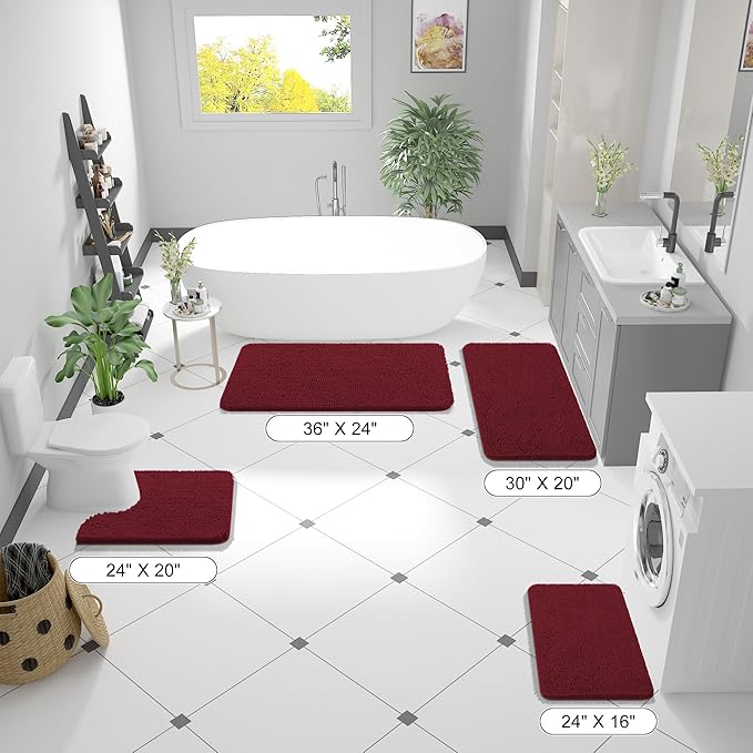 OLANLY Bathroom Rugs 59x20, Extra Soft Absorbent Chenille Bath Rugs, Rubber - Image 8
