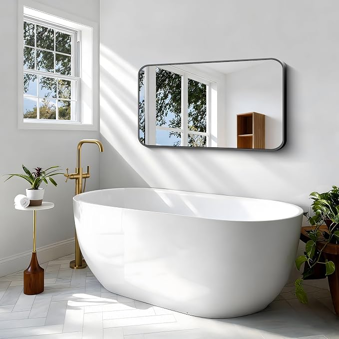 BONEWEI 24x40 inch Bathroom Mirror, Wall Mounted Bathroom Frame Vanity Mirror - Image 4