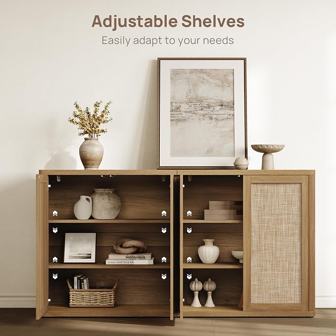 SICOTAS Rattan Sideboard Buffet Console Table - Image 5