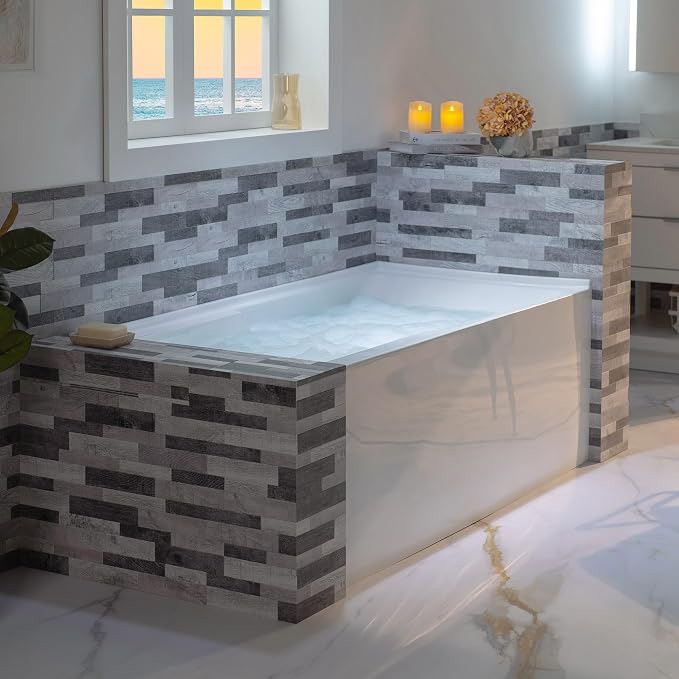 WOODBRIDGE 54" Acrylic Rectangular Alcove Soaking Bathtub in White - Image 11