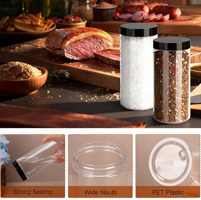 Plastic Jars with Lids, OBKJJ 34 PCS 16 OZ Large Capacity Clear Storage - Image 3