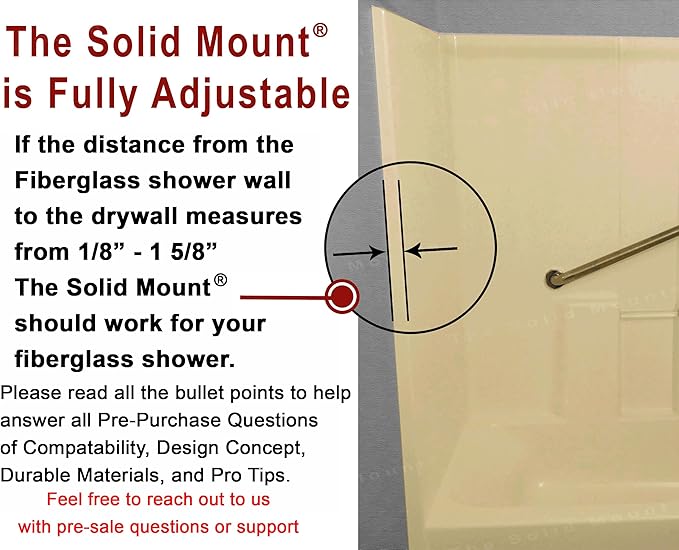 Grab Bar Mounting Kit for Fiberglass Showers. The Solid Mount uses Adj. Spacers - Image 2