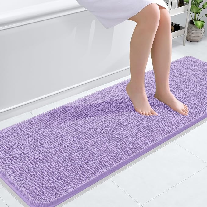 OLANLY Bathroom Rugs 59x20, Extra Soft Absorbent Chenille Bath Rugs, Rubber by OLANLY