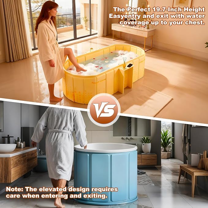 Portable Bathtub for Adult 59" Large Collapsible Cold Plunge Bathtub Foldable - Image 5