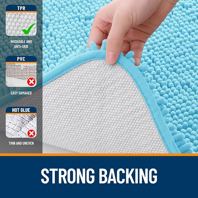 OLANLY Bathroom Rugs 47x24, Extra Soft Absorbent Chenille Bath Rugs, Rubber - Image 6