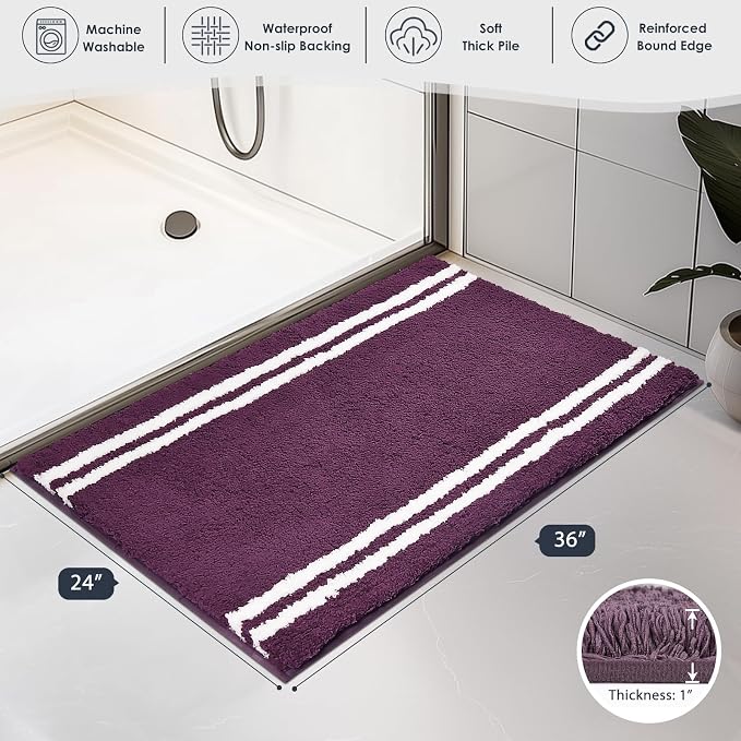 PURRUGS Bathroom Rug Non-Slip Machine Washable 24" x 36", Super Absorbent and - Image 7