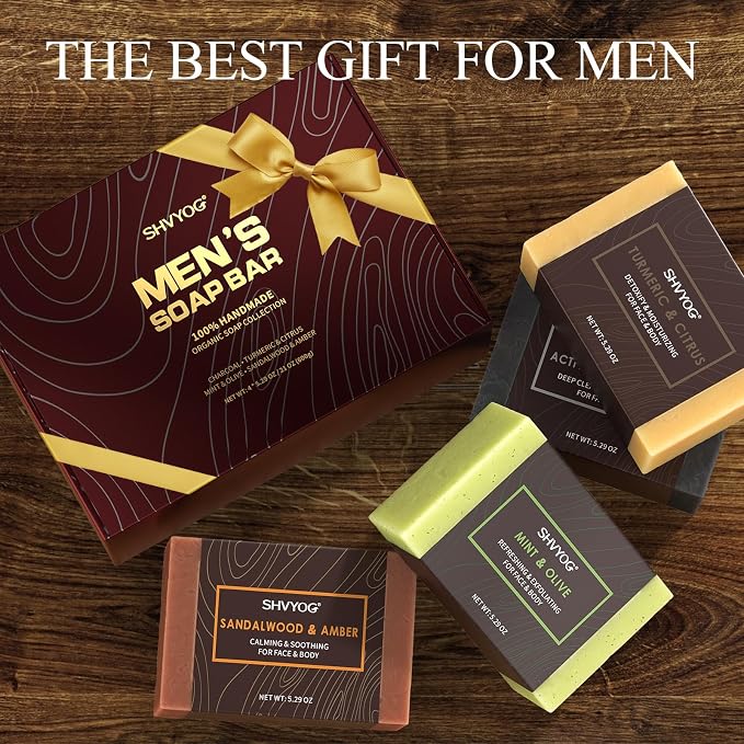 SHVYOG Mens Soap, 4 Pack Mens Bar Soap, Gift - Image 6