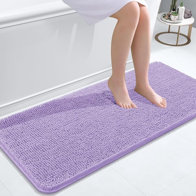 OLANLY Bathroom Rugs 47x20, Extra Soft Absorbent Chenille Bath Rugs, Rubber by OLANLY