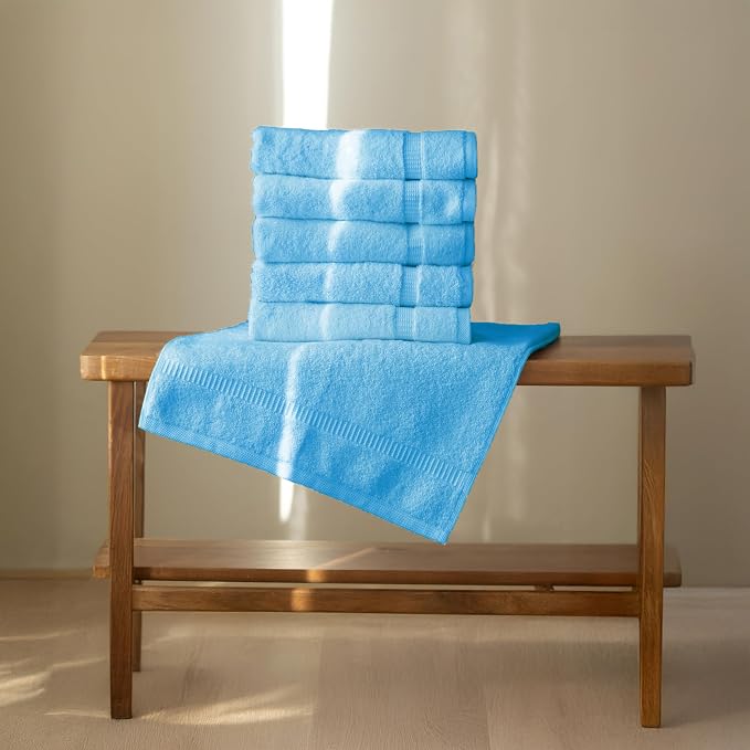 SALBAKOS 100% Turkish Cotton Hand Towel Set of 6 16x30 inch | Heirloom Quality - Image 2