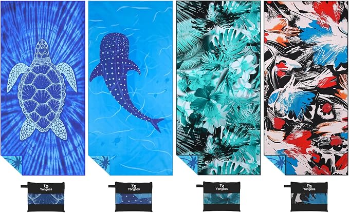 4 Pack Microfiber Lightweight Thin Beach Towel Sand Free Quick Dry Super by Yongoesbeachtowel