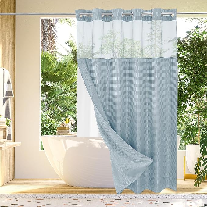 Gibelle No Hook Waffle Weave Shower Curtain by Gibelle