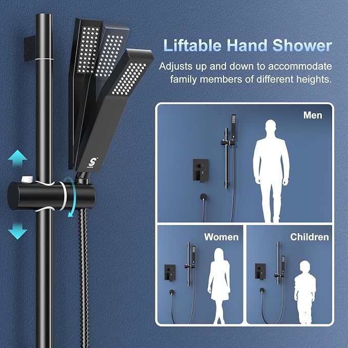 SR SUN RISE 10 Inch Slide Bar Shower Faucet Luxury High Pressure Shower Heads - Image 2