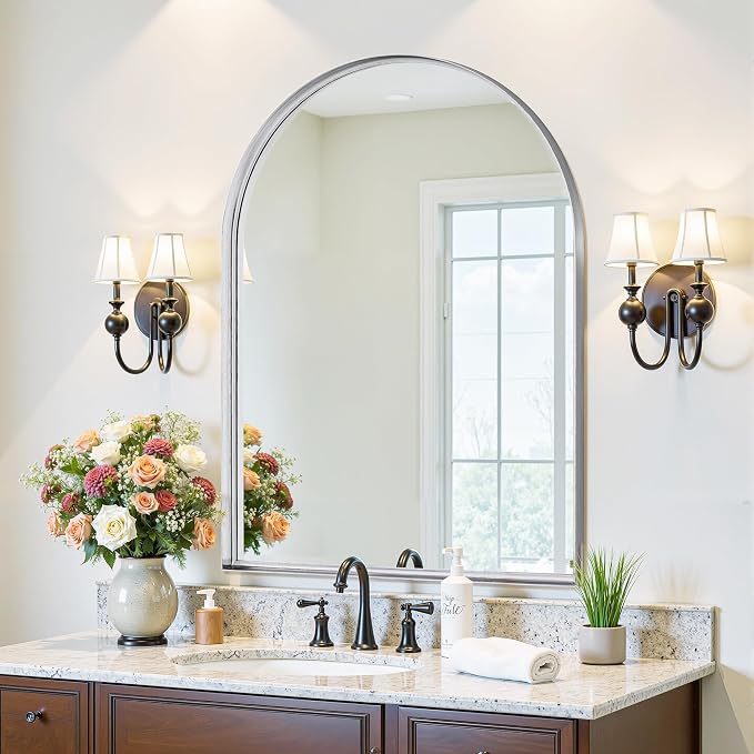 Arched Mirror 22"x30", Bathroom Mirror, Wall Mounted Vanity Mirror by AntokMirror