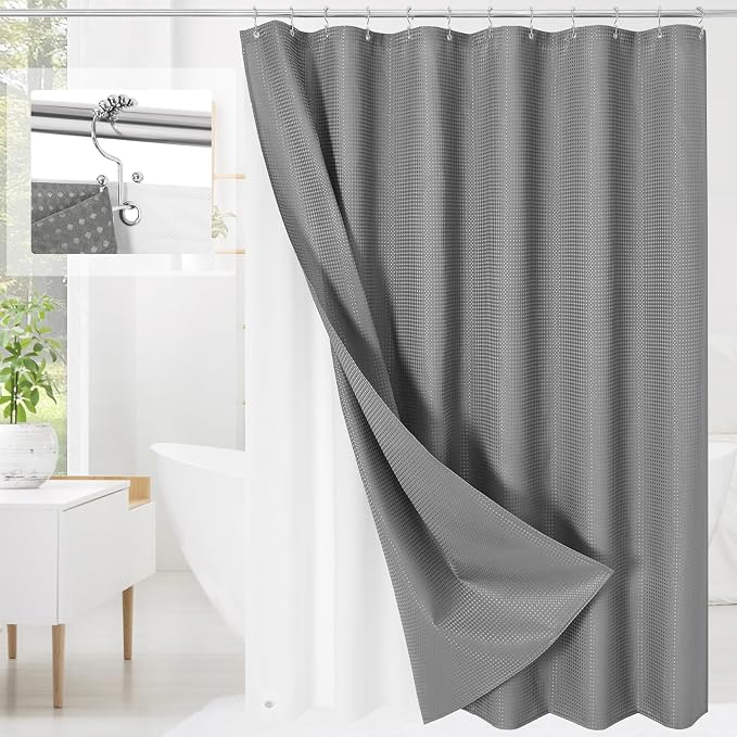 3 in 1 Extra Long Shower Curtain Set-72 W x 84 H, Waterproof Fabric by Unknown