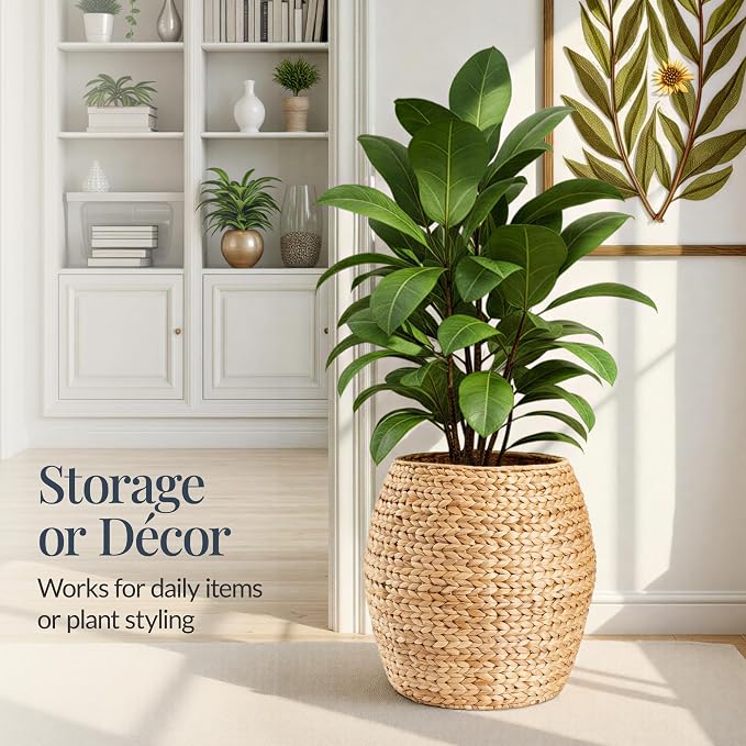 Best Choice Products Scalloped Multipurpose Hyacinth Storage Basket, Plant Décor - Image 6