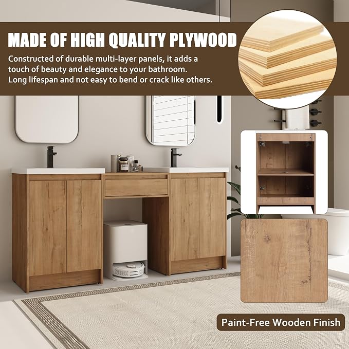 72 Inch Bathroom Vanity with Sink, Double Bathroom Vanities with Two Sinks - Image 2