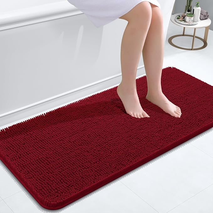 OLANLY Bathroom Rugs 47x20, Extra Soft Absorbent Chenille Bath Rugs, Rubber by OLANLY