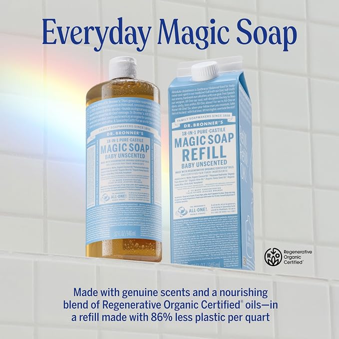 Dr. Bronner's Pure-Castile Liquid Magic Soap Bottle & Refill Carton - Image 3