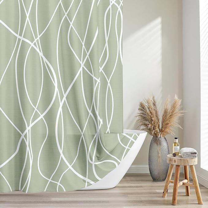 Tititex Morden 140gms Faux Linen Fabric Bath Shower Curtain Set Textured Fabric - Image 6