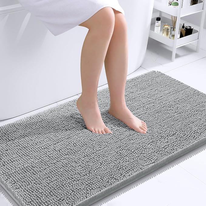 OLANLY Bathroom Rugs 44x24, Extra Soft Absorbent Chenille Bath Rugs, Rubber by OLANLY