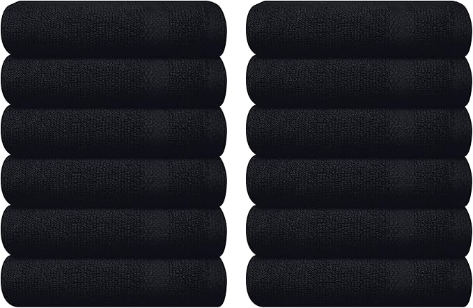 GLAMBURG Ultra Soft 12-Piece Washcloths Set 13x13-100% Ringspun Cotton by GLAMBURG