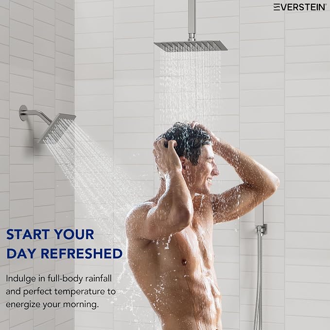 Ceiling Mount 12" High-Pressure Rainfall Shower Faucet, Dual Rainfall Shower - Image 6