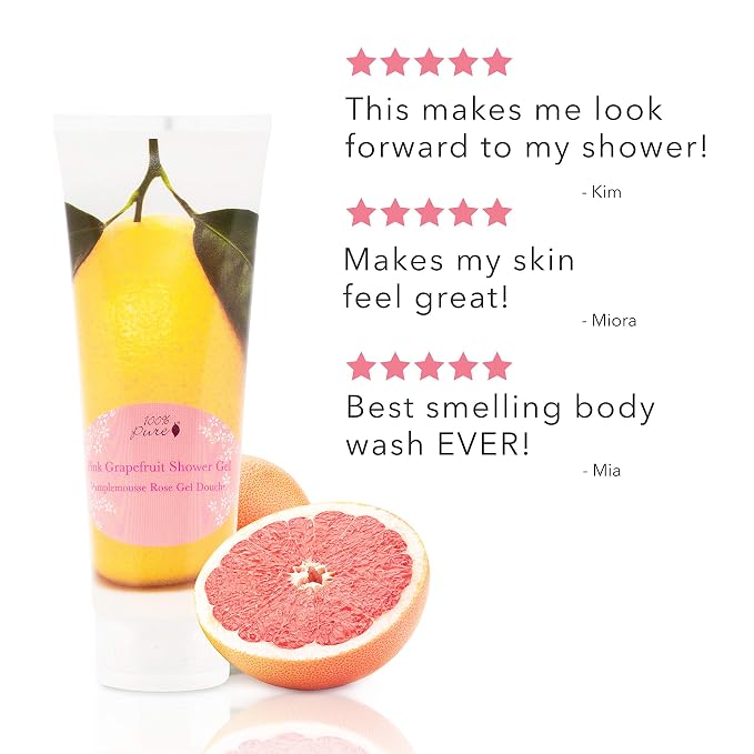 100% PURE Pink Grapefruit Shower Gel Natural Foaming & Hydrating Body Wash - Image 8