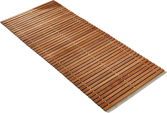 Teak String Shower Mat, Wood Non Slip Bath Mats by OLDTREE