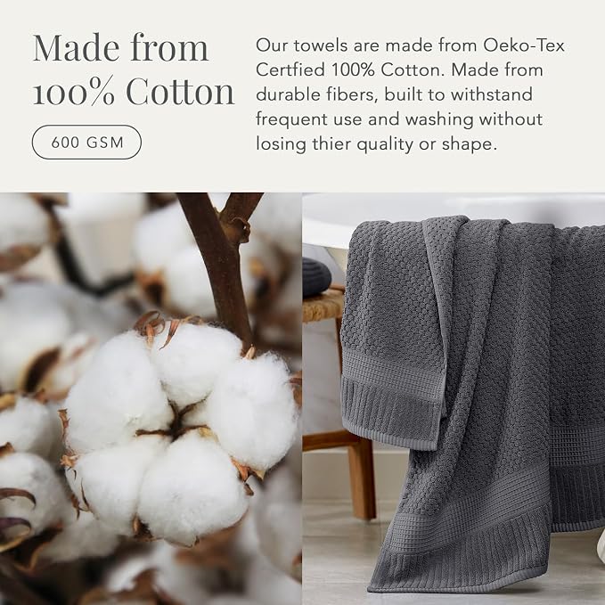 NY Loft 100% Cotton Towel Set 6 Piece | Super Soft & Absorbent Quick-Dry 2 Bath - Image 5