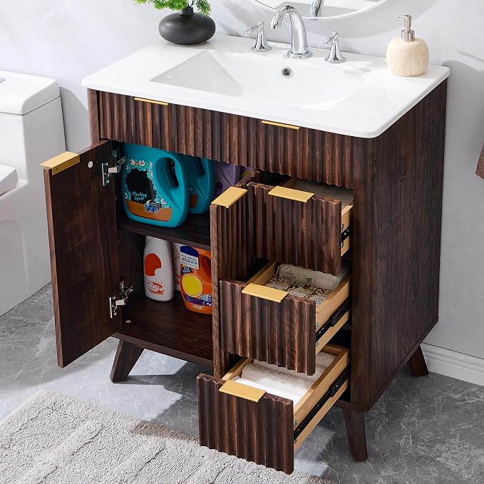 T4TREAM 30" Fluted Bathroom Vanity - Image 6