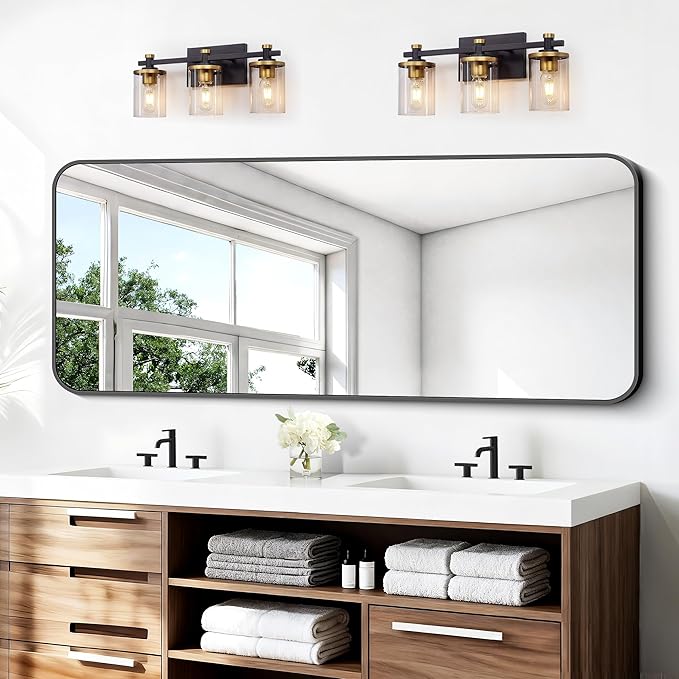 BONEWEI 24x60 inch Bathroom Mirror, Wall Mounted Bathroom Frame Vanity Mirror by BONEWEI