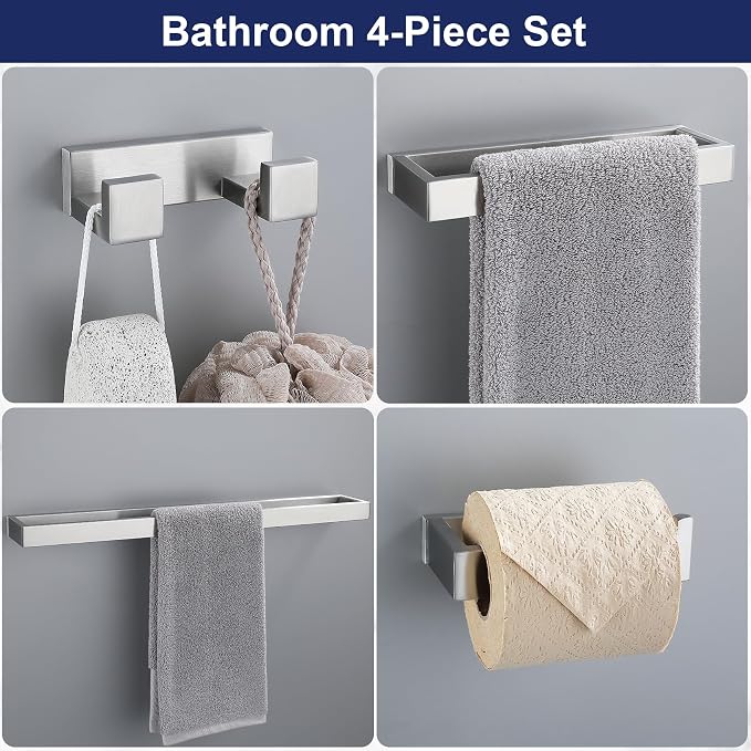 Brushed Nickel 4-Piece Bathroom Hardware Accessories Set, Bathroom Hardware Set - Image 2