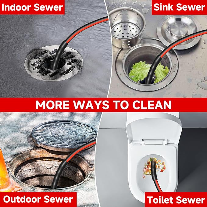 Sewer Jetter Kit for Pressure Washer 200FT, Drain Cleaner Hose 1/4 Inch NPT - Image 3