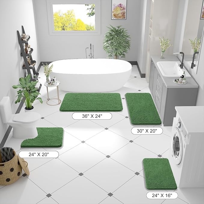 OLANLY Bathroom Rugs 47x20, Extra Soft Absorbent Chenille Bath Rugs, Rubber - Image 2