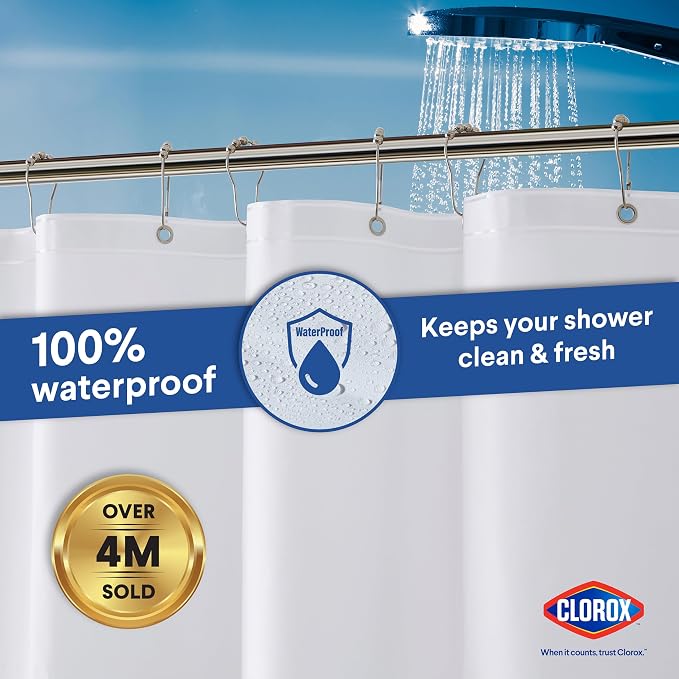 CLOROX Shower Curtain Liner, Premium Lightweight Flexible Waterproof 8g PEVA - Image 6