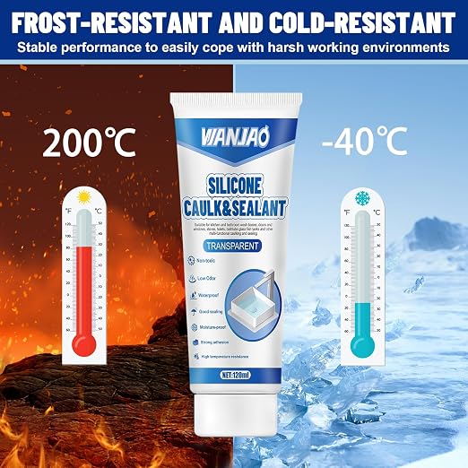 2PCS Clear Caulking Silicone Waterproof, Silicone Sealant Waterproof Clear High - Image 6