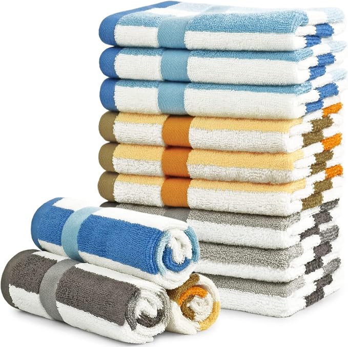 Jacquotha 12 Pack Wash Cloths for Showering 3 Colors, Cotton Washcloths Gentle by Jacquotha